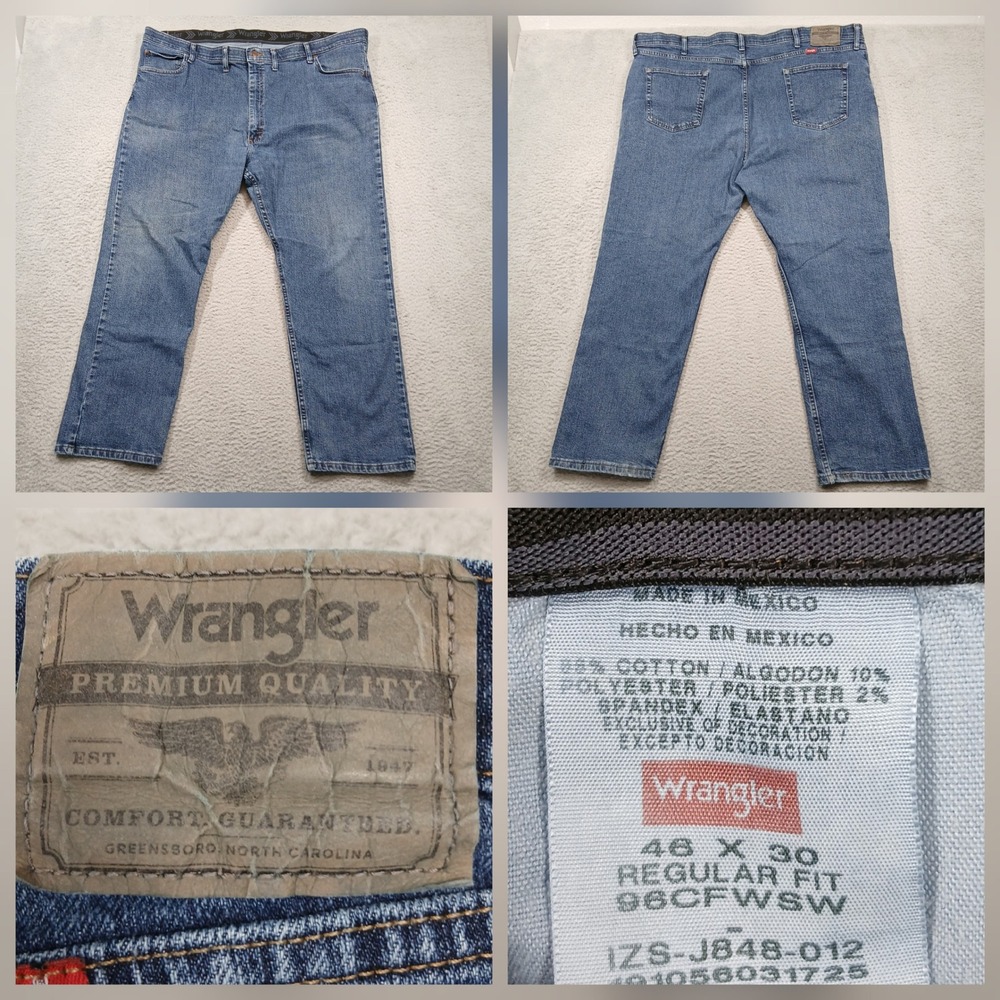 Wrangler‎ Regular Fit Men's Jeans 48x30 Blue Denim